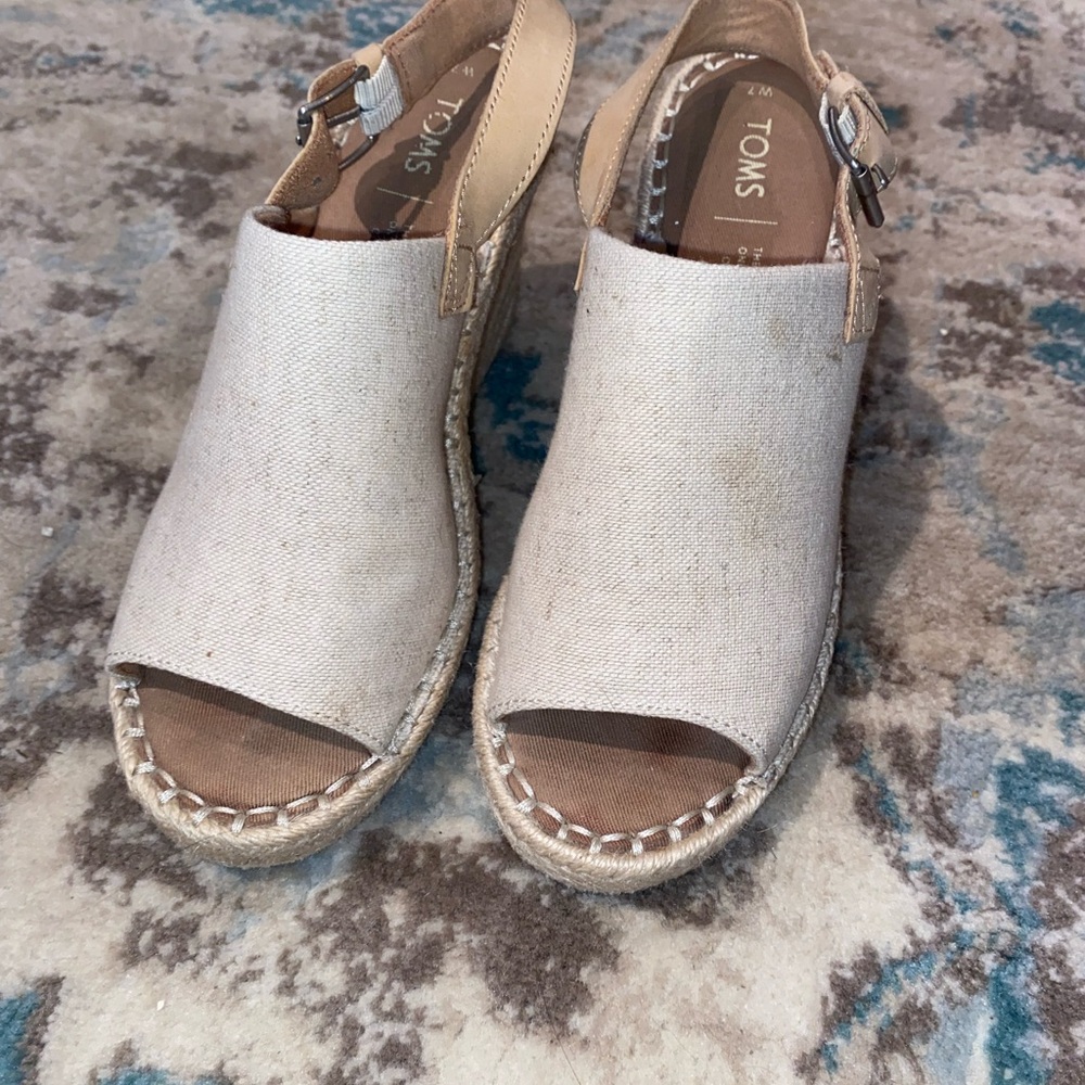 Toms Monica wedge heel size 7 in natural Oxford - Picture 5 of 10